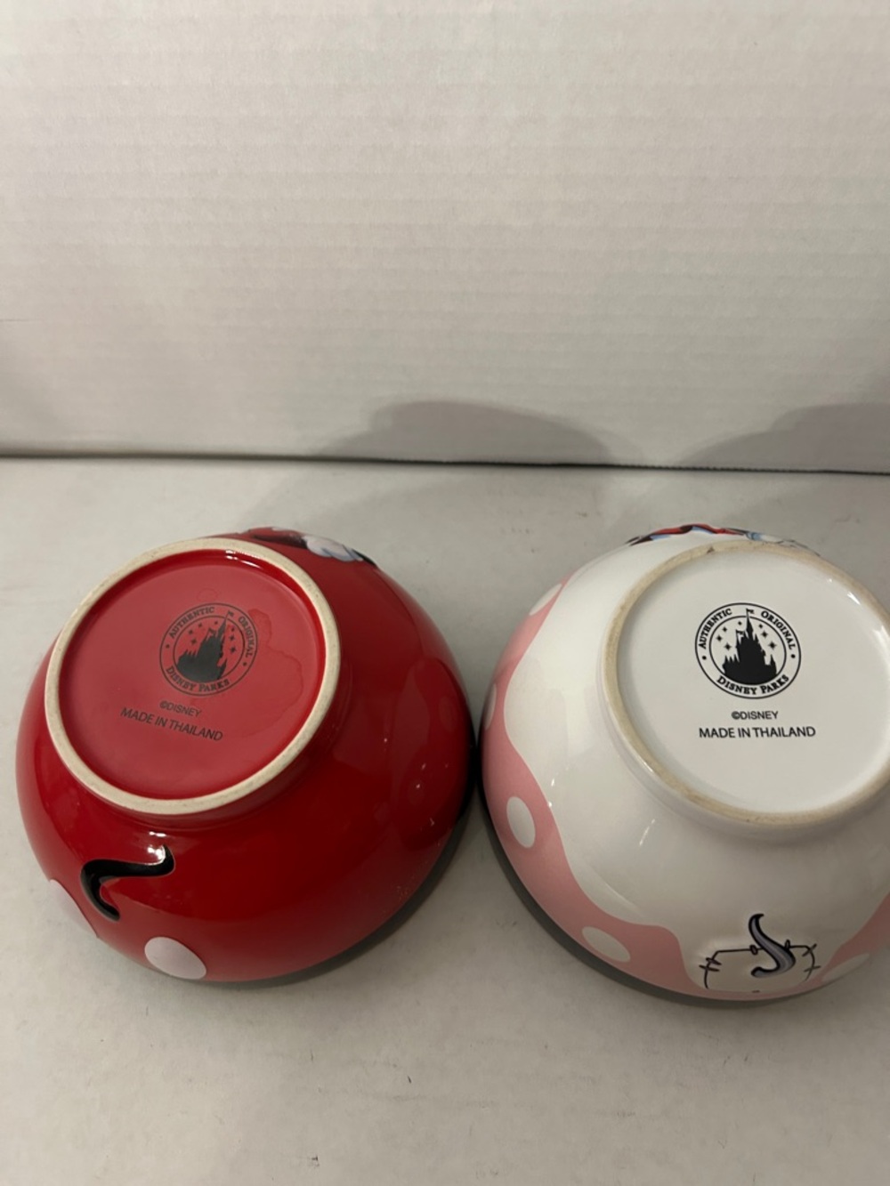 Disney Mickey & Minnie Ceramic Bowls - Red, Yellow & Pink - Picture 3 of 3
